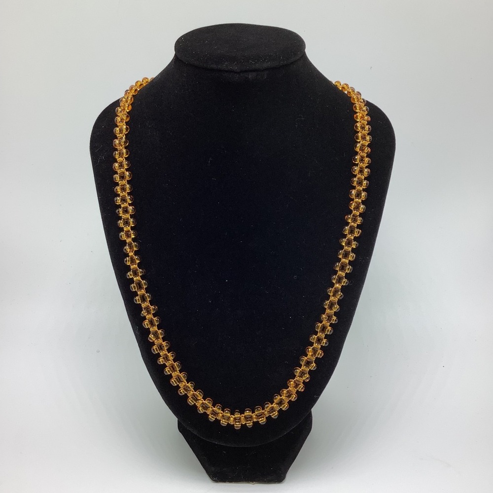 Amber Colored Beaded Necklace 20"